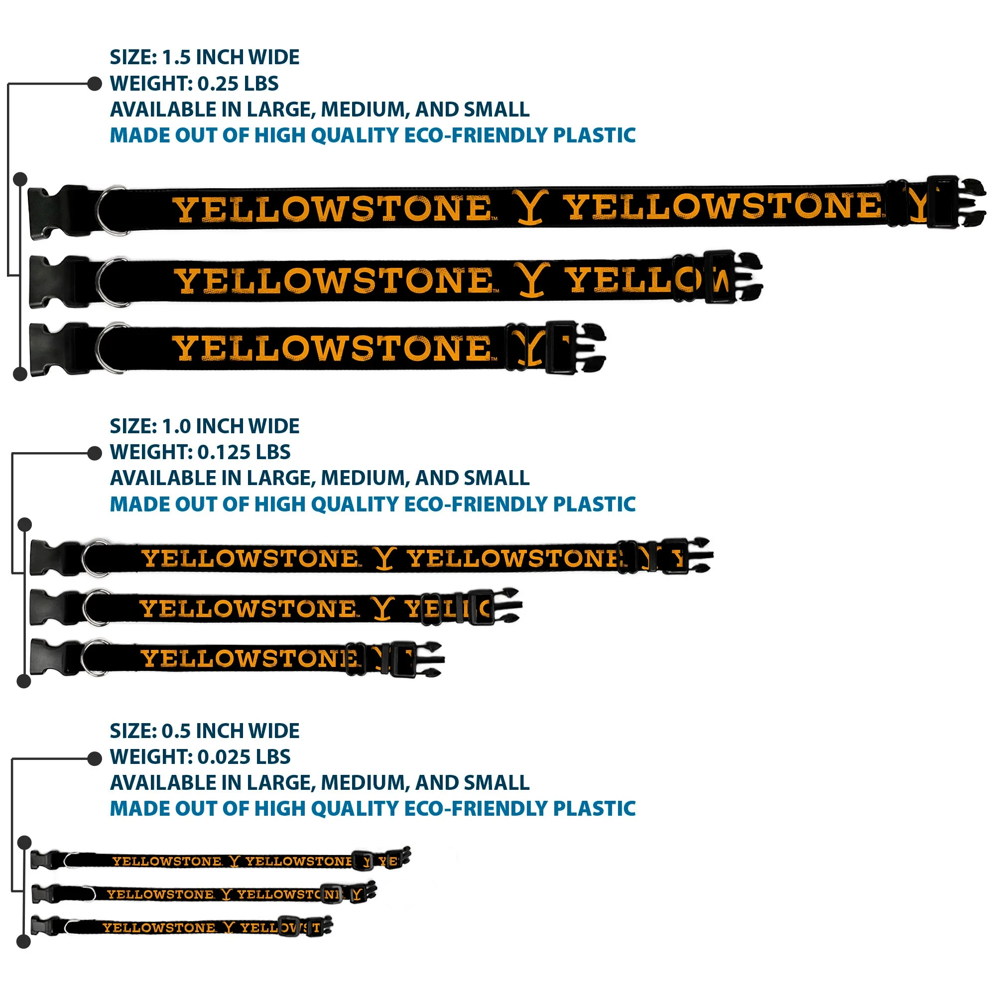 Yellowstone Text and Y Logo Weathered Black & Orange Pet Collar - Image 3