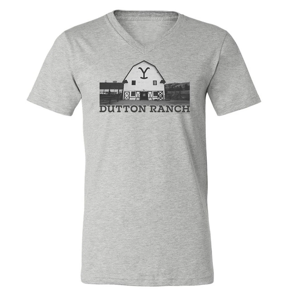 Yellowstone Dutton Ranch Barn Adult V-Neck T-Shirt - Image 2