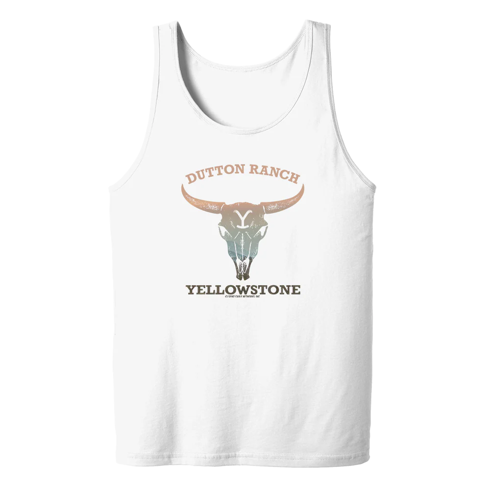 Yellowstone Dutton Ranch Cow Skull Adult Tank Top - Image 3