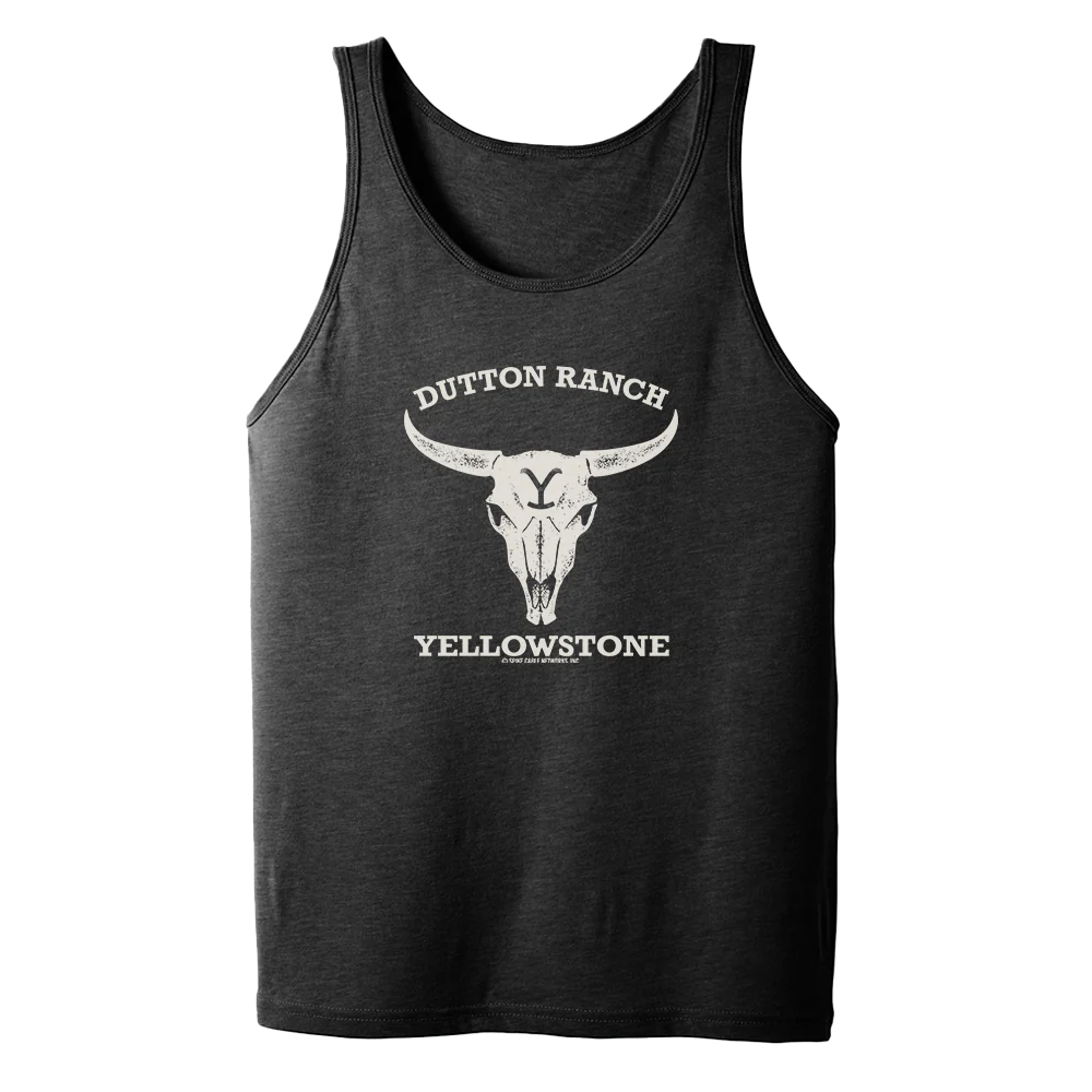 Yellowstone Dutton Ranch Cow Skull Adult Tank Top - Image 4