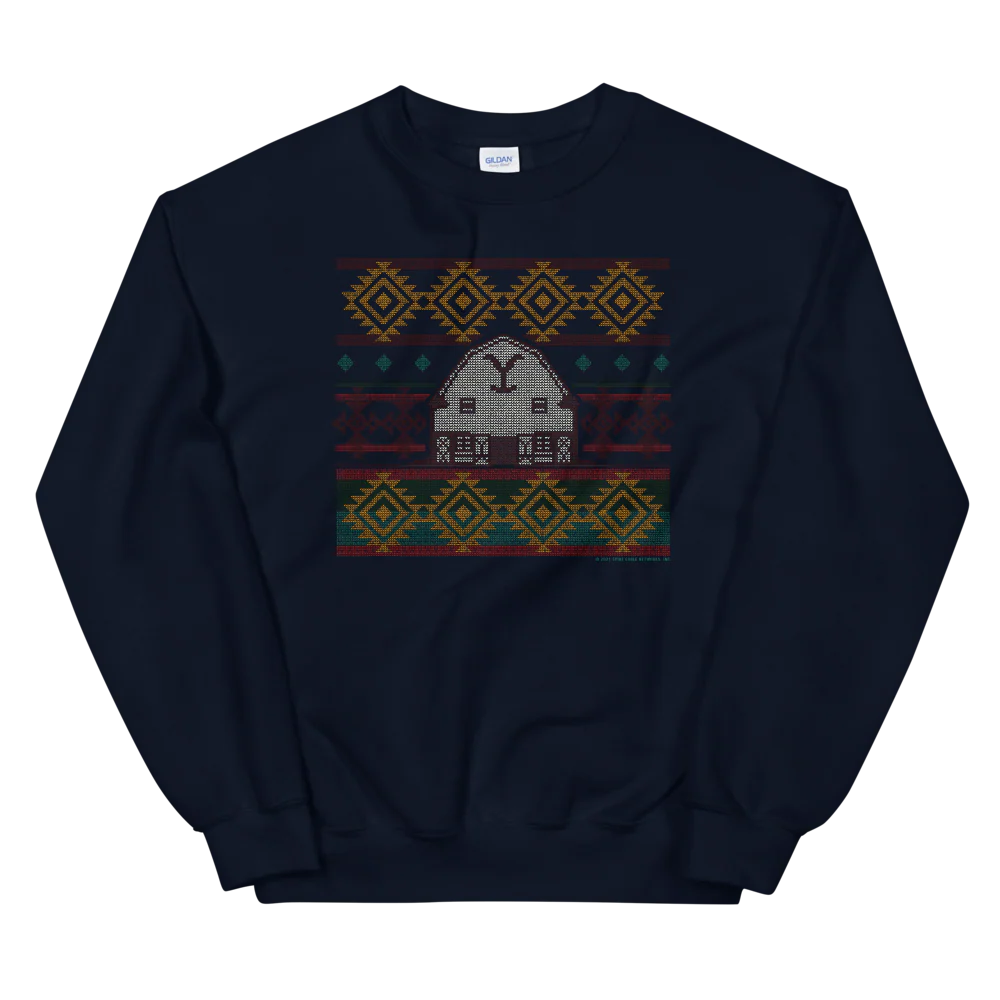 Yellowstone Dutton Ranch Holiday Barn Fleece Crewneck Sweatshirt - Image 4