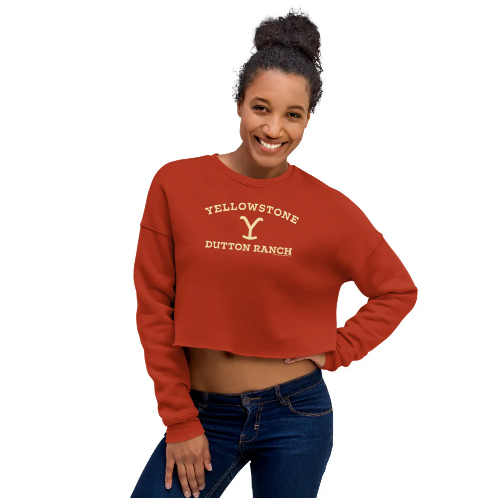 Yellowstone Dutton Ranch Women's Fleece Crop Sweatshirt - Image 3