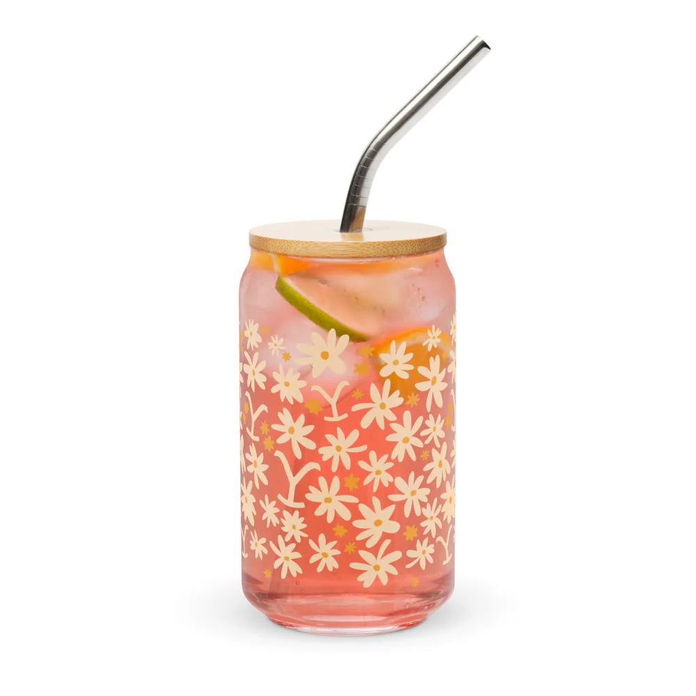 Yellowstone Floral Can Glass With Lid - Image 5
