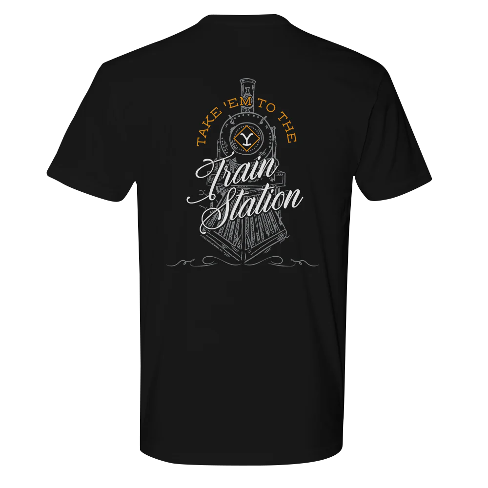 Yellowstone Take 'Em To The Train Station Adult Short Sleeve T-Shirt - Image 7
