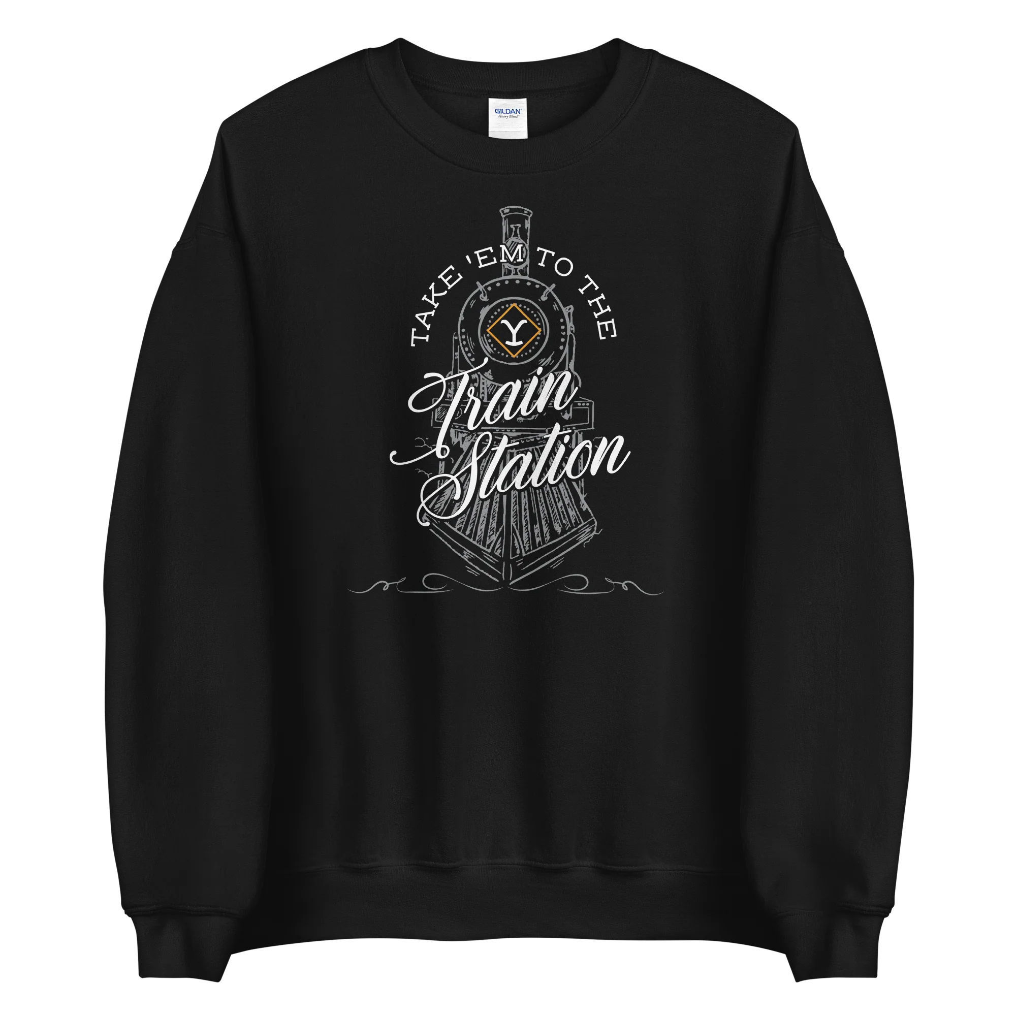 Yellowstone Take 'Em To The Train Station Fleece Crewneck Sweatshirt - Image 3