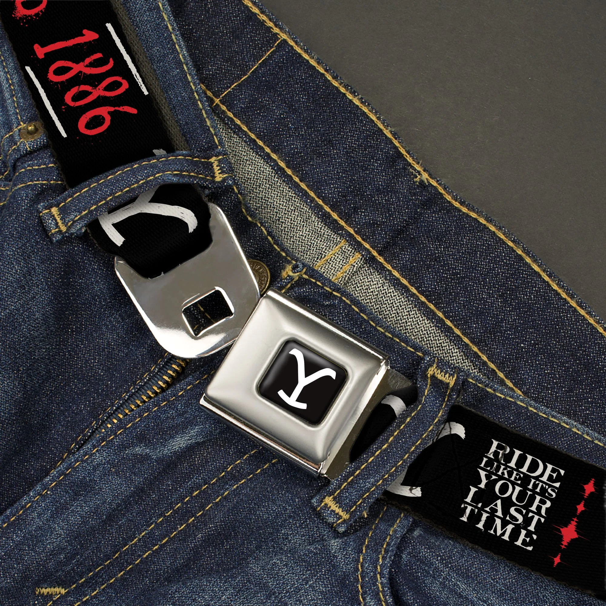 Yellowstone Dutton Ranch Icon Seatbelt Buckle Belt - Image 2